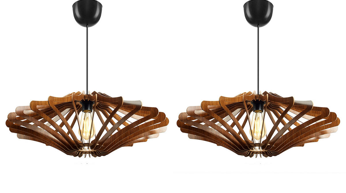 HÄNGELAMPE ZAGORA Walnuss Dekor Holz - Nussbaumfarben, Holz (47/47/55cm) - KAWOLA