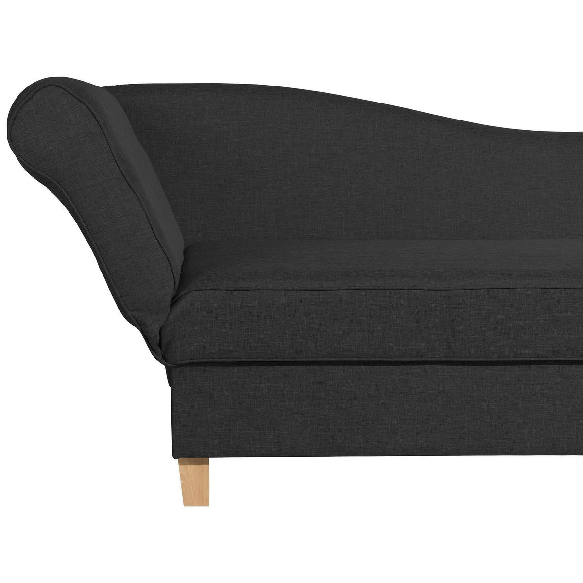 RECAMIERE mit Armteil links klappbar Katia Bezug Flachgewebe Buche natur / schwarz - Schwarz, Kunststoff (190/82/88cm) - 58aufmkessel