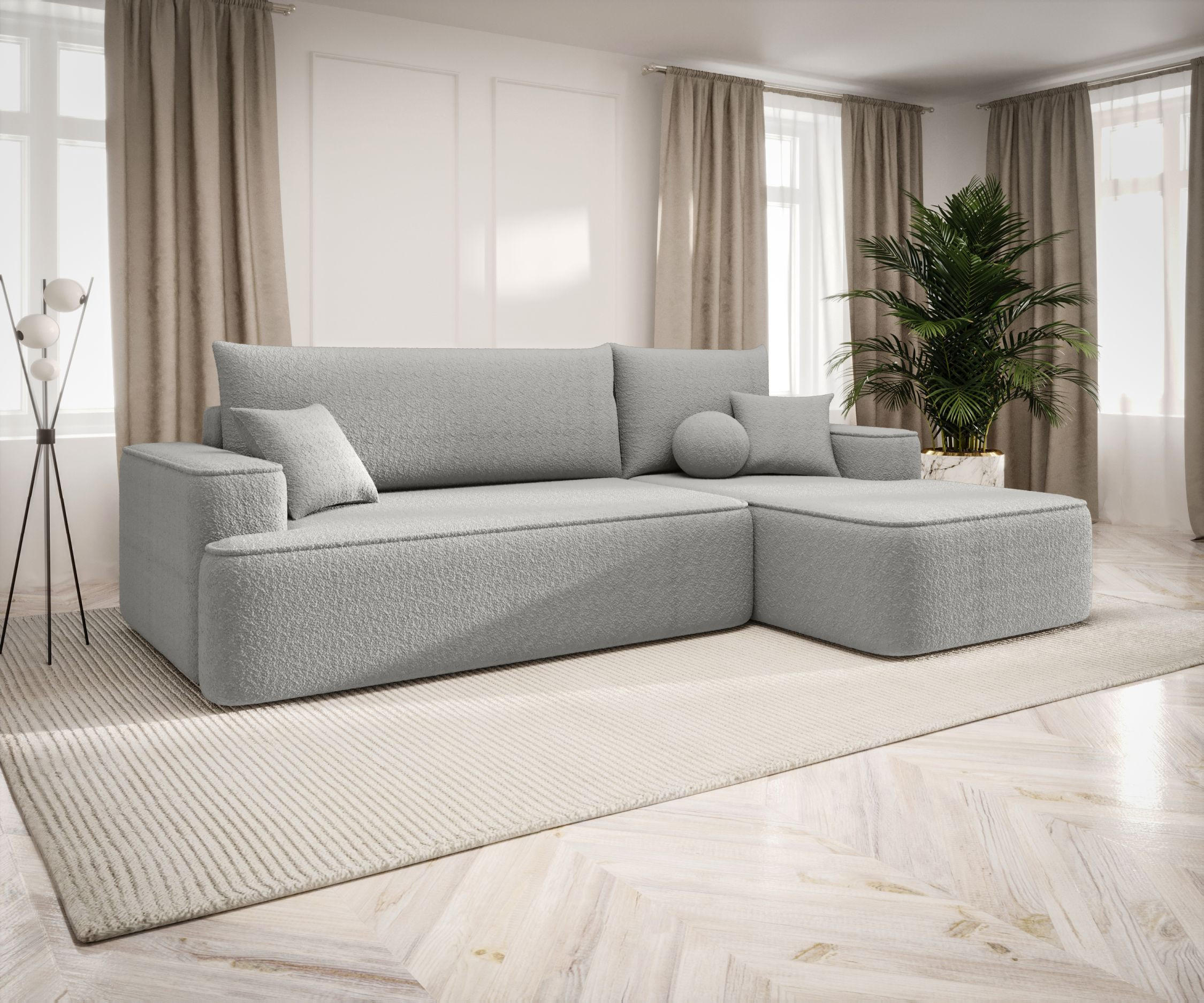 ECKSOFA mit Schlaffunktion FIGO Quelle 83 Rechts - Grau, Textil (250/150cm) - Bedante