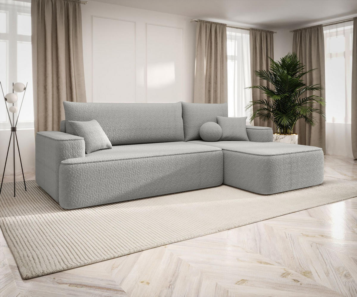 ECKSOFA mit Schlaffunktion FIGO Quelle 83 Rechts - Grau, Textil (250/150cm) - Bedante