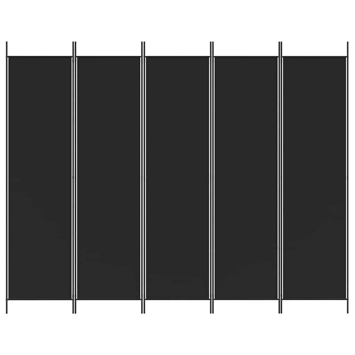 PARAVENT 5-teilig Schwarz 250/200 Cm Stoff - Schwarz, Textil (250/200/0.1cm) - vidaXL