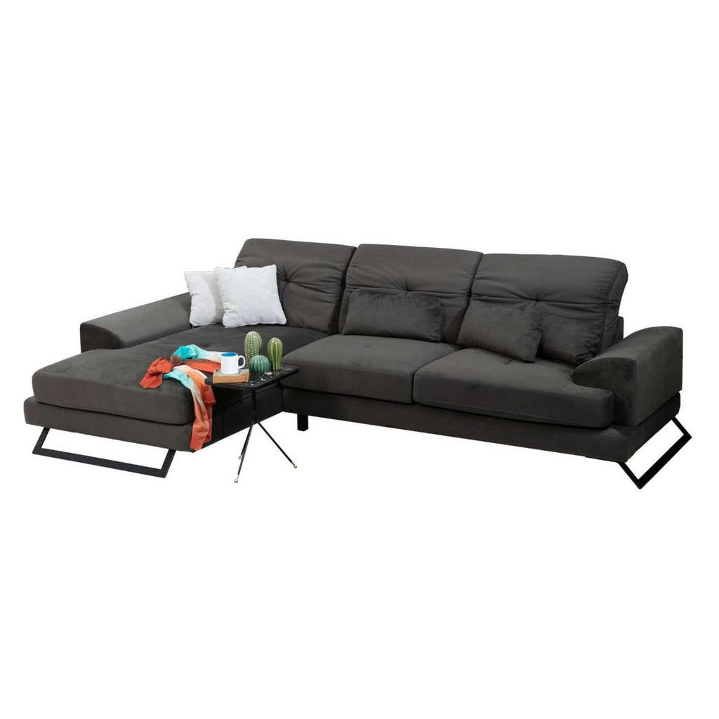 Thumbnail - myHomelando Ecksofa, Anthrazit, Textil, Echtholz,Buche, 4-Sitzer, Füllung: Schaumstoff, L-Form,L-Form, 304x190 cm, Wohnz...