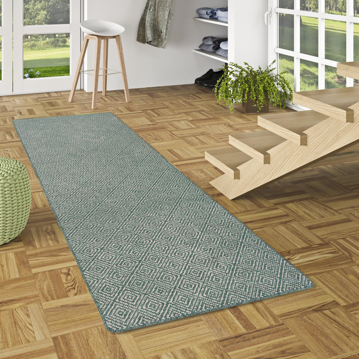 IN- UND OUTDOOR TEPPICH LÄUFER BEIDSEITIG NEWPORT - Grün, Textil (80/200cm) - Snapstyle