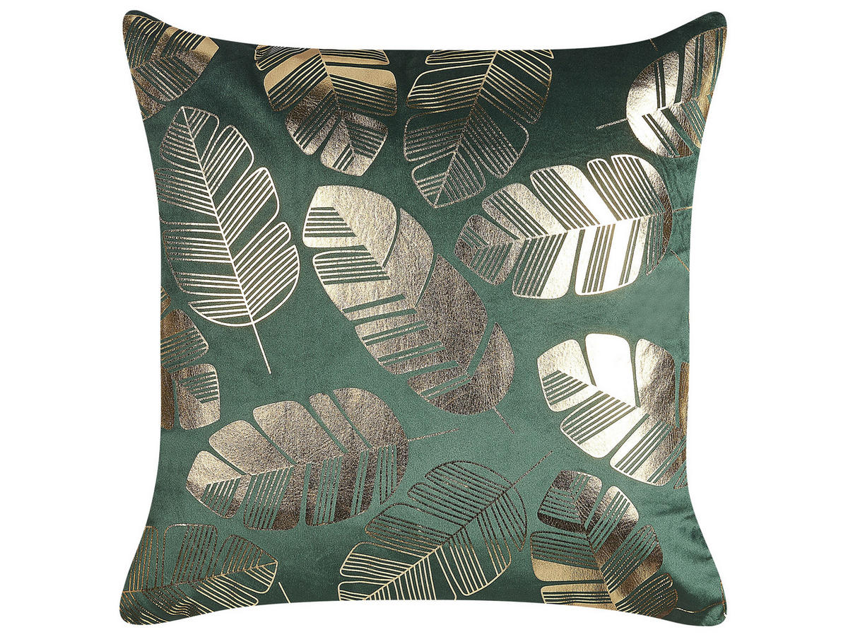 DEKOKISSEN 2er-Set Dunkelgrün 45/45 cm Sunflower - Dunkelgrün, Textil (45/45cm) - Beliani