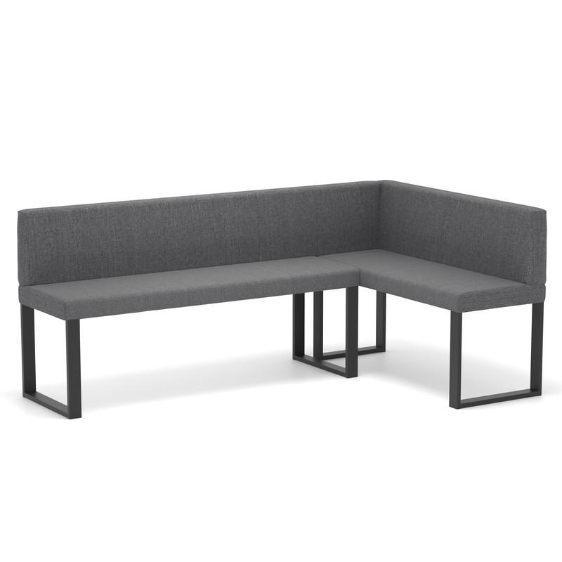 ECKBANK rechts SANA U Webstoff glatt, 142/196 cm Dunkelgrau - Dunkelgrau, Textil/Metall (142/196cm) - Idohome