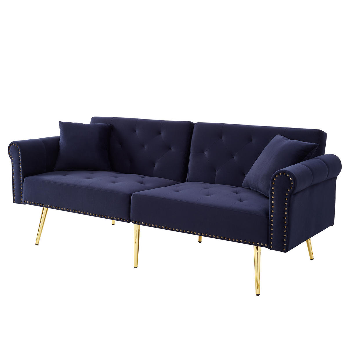SOFA na razvlačenje od baršuna, 147/85 cm antique plava, dvosjed s podesivim naslonom - plava, plastika (173/70/75cm) - BEAOK