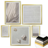 WANDBILDER 5er Set - 50x50 cm & 20x30 cm & 40x60 cm Goldrahmen - Zarte Boho-Texturen der Natur - Goldfarben, Kunststoff (40/60cm) - ArtPrintCave