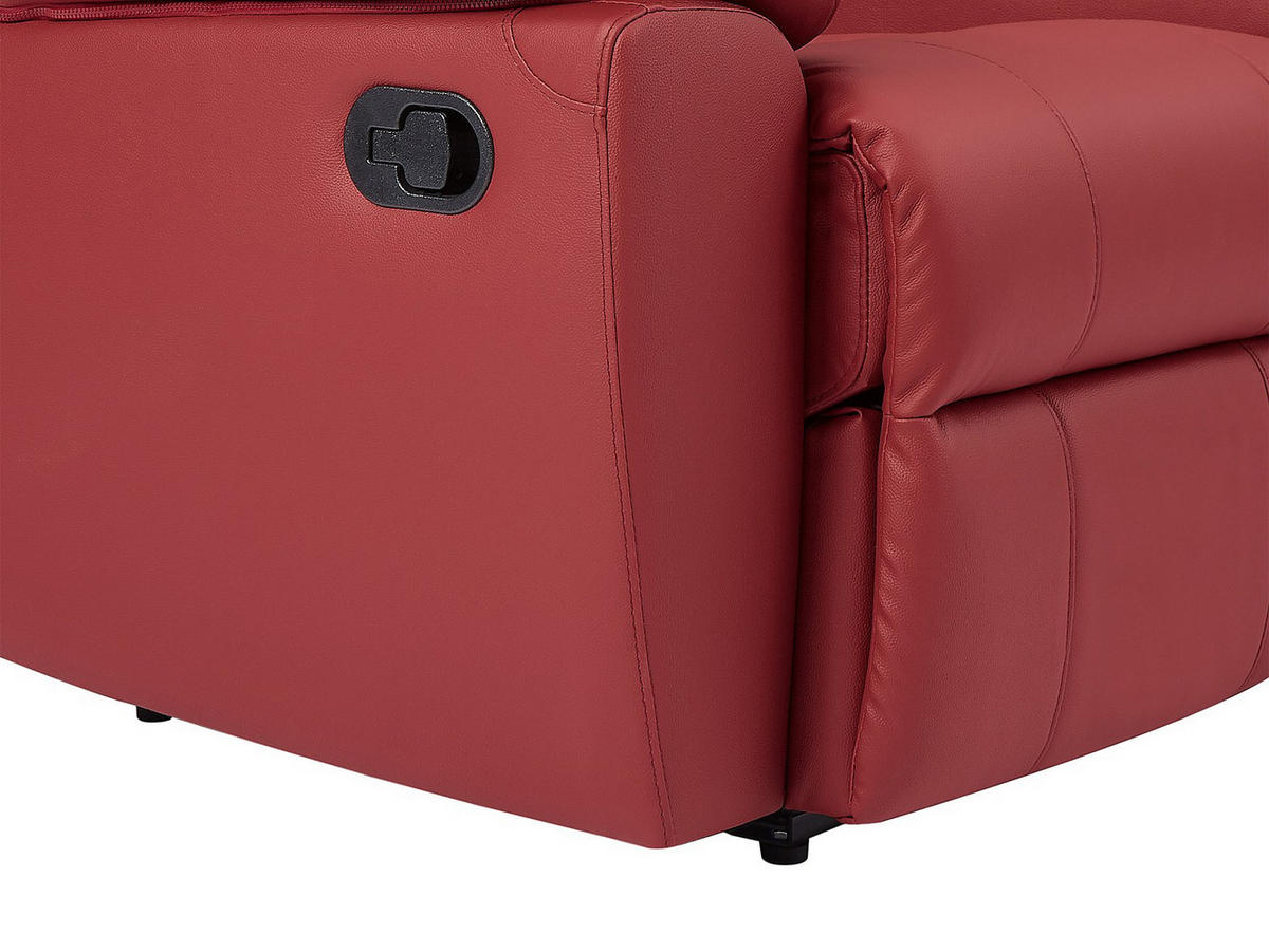 SOFAGARNITUR mit Relaxfunktion - 6 Personen-Sitzer - Leder - Rot - - Rot, Leder (99/97/308cm) - Vente-Unique