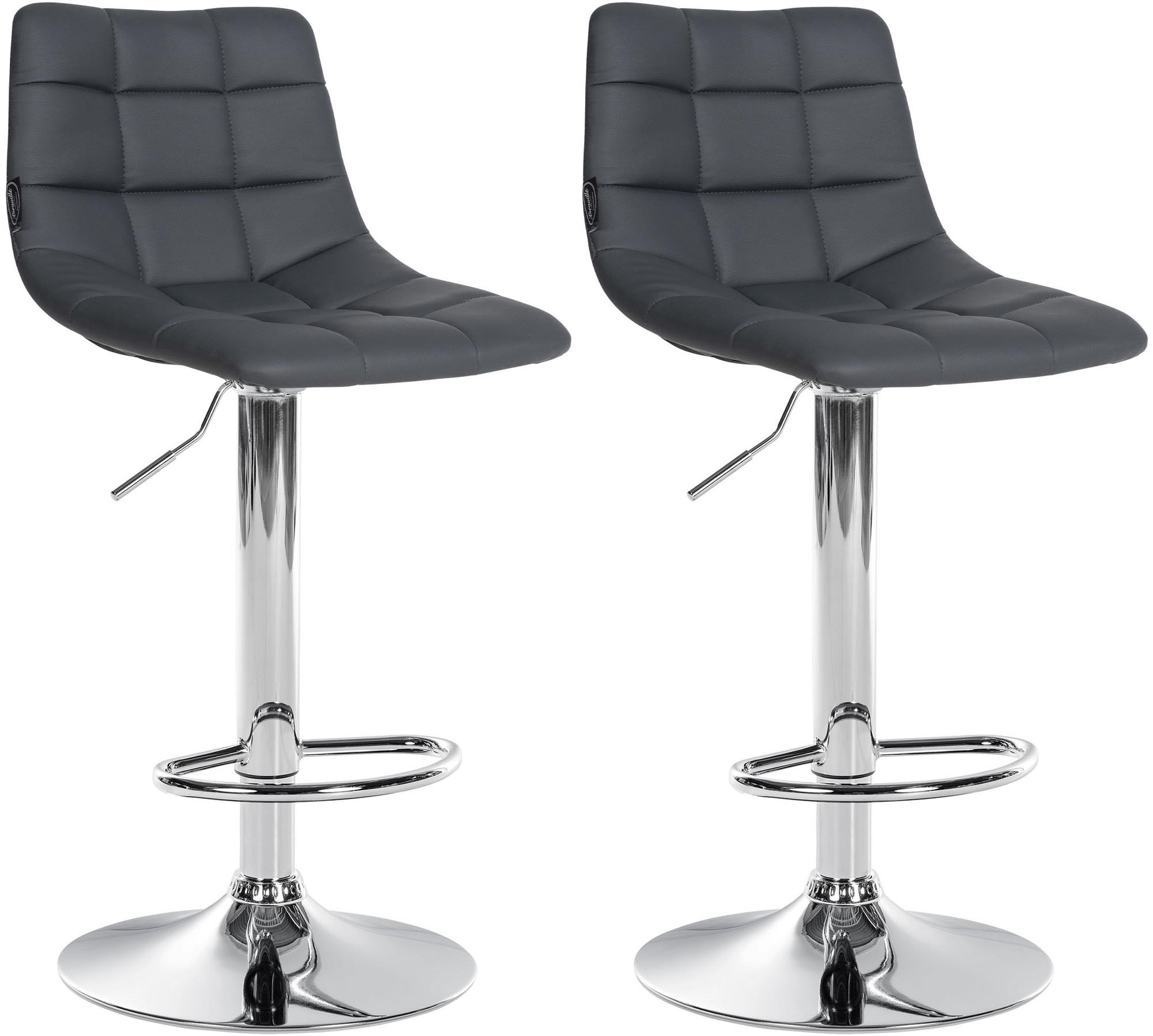 BARHOCKER 2er Set Lederlook grau - Chromfarben/Grau, Textil/Metall (43/87/46.5cm) - CLP