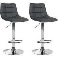 BARHOCKER 2er Set Lederlook grau - Chromfarben/Grau, Textil/Metall (43/87/46.5cm) - CLP