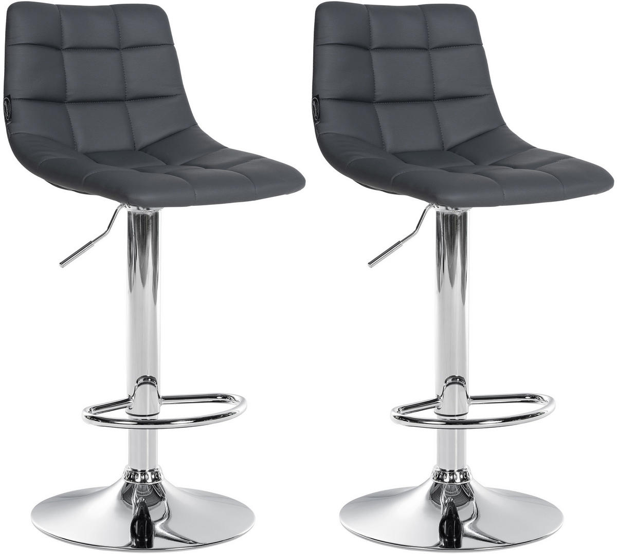 BARHOCKER 2er Set Lederlook grau - Chromfarben/Grau, Textil/Metall (43/87/46.5cm) - CLP