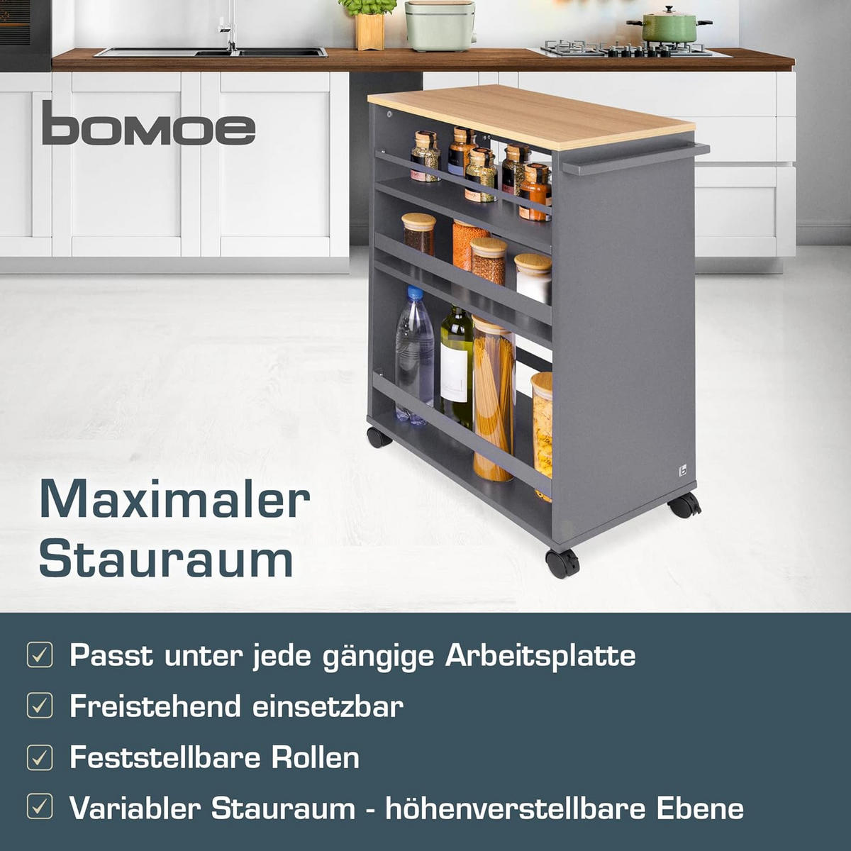 UNIVERSALWAGEN Bengt Anthrazit-Eiche - Rostfarben/Anthrazit, Naturmaterialien/Metall (38/79/50cm) - BoMoe