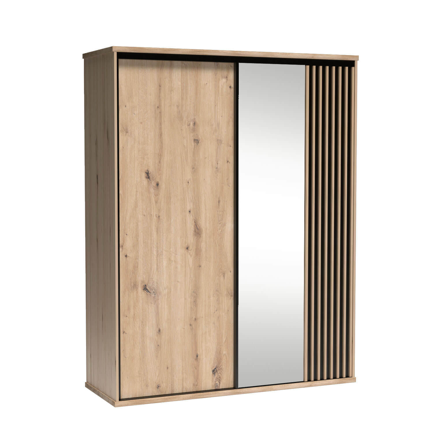 SCHWEBETÜRENSCHRANK Caya mit zwei Türen und Spiegel, 180 cm - Eiche Artisan, Holzwerkstoff (180/217/60cm) - Beautysofa