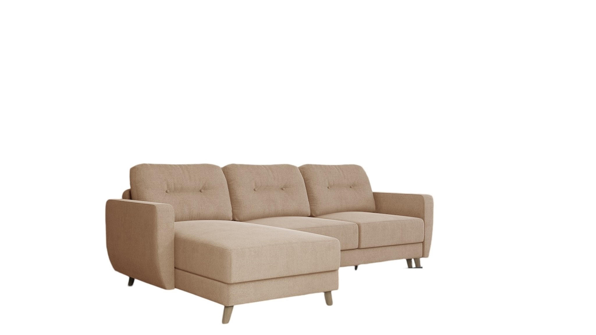 ECKSOFA Marlies In Sawana - Beige, Holzwerkstoff/Textil (233/140cm) - Fun Möbel