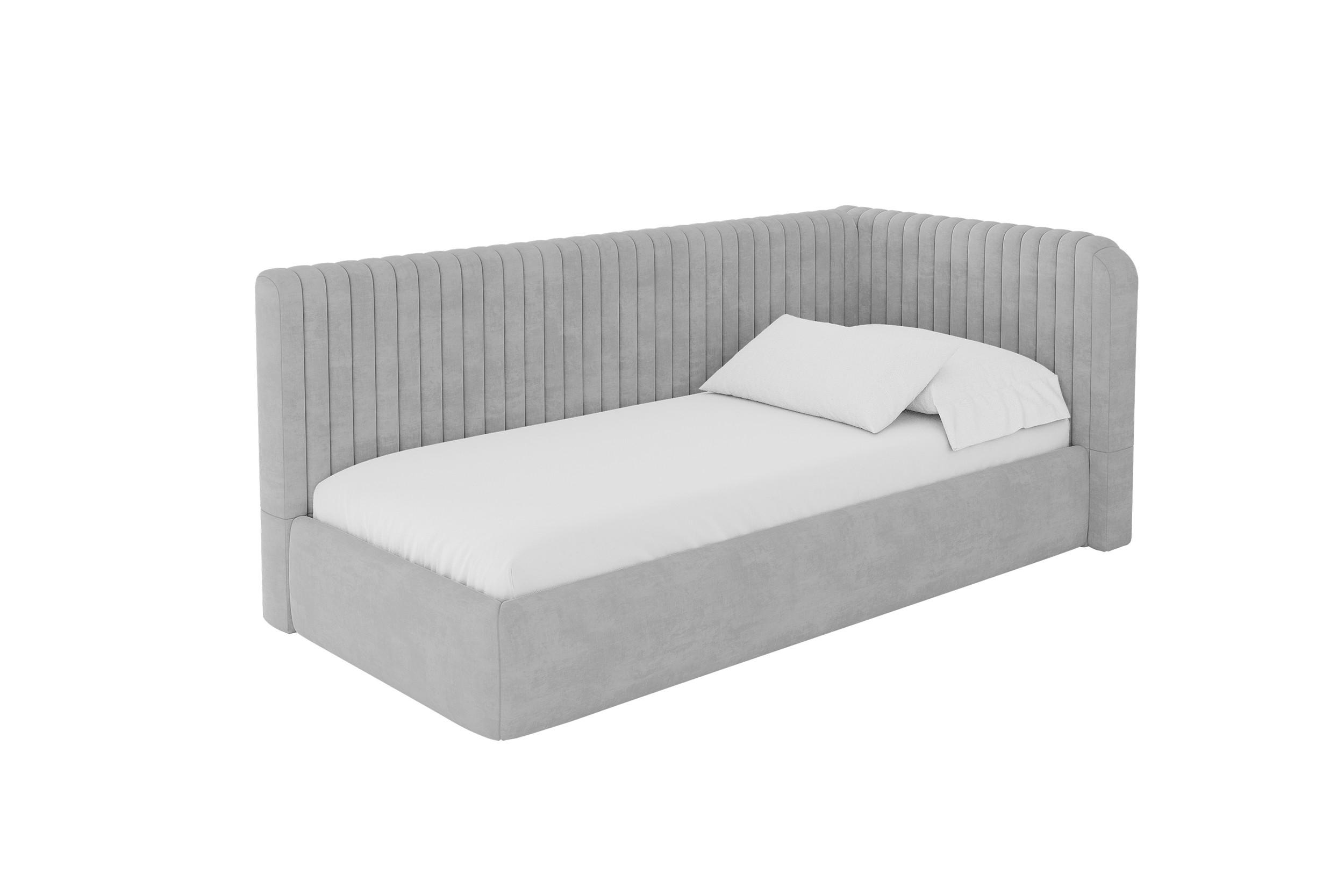 EINZELLBETT Jugendbett mit Bettkasten, Links - AURY 100x200 Grau - Hellgrau, Holzwerkstoff/Textil (100/200cm) - ALTDECOR