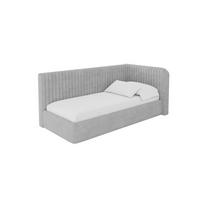 EINZELLBETT Jugendbett mit Bettkasten und Matratze H3/H4, Links - AURY 100x200 Grau - Hellgrau, Holzwerkstoff/Textil (100/200cm) - ALTDECOR
