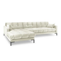 ECKSOFA links Mamaia aus Samt leichtes beige 5 Sitzplätze - Creme, Textil (185/293cm) - Micadoni