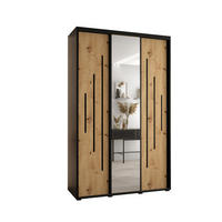 SCHWEBETÜRENSCHRANK 235,2/150/60 3-türig - Schwarz/Eiche Artisan, Holz/Metall (150/235/60cm) - Abiks Möbel