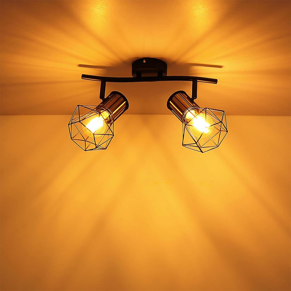 DECKENLEUCHTE Metall Schwarz Gitteroptik - Schwarz, Metall (34/13/19cm)