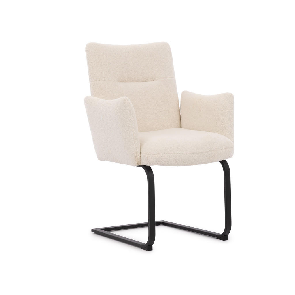 S-Style ŽIDLE S PODRUČKAMI Hera s područkami v moderním designu z bílé látky Bouclé