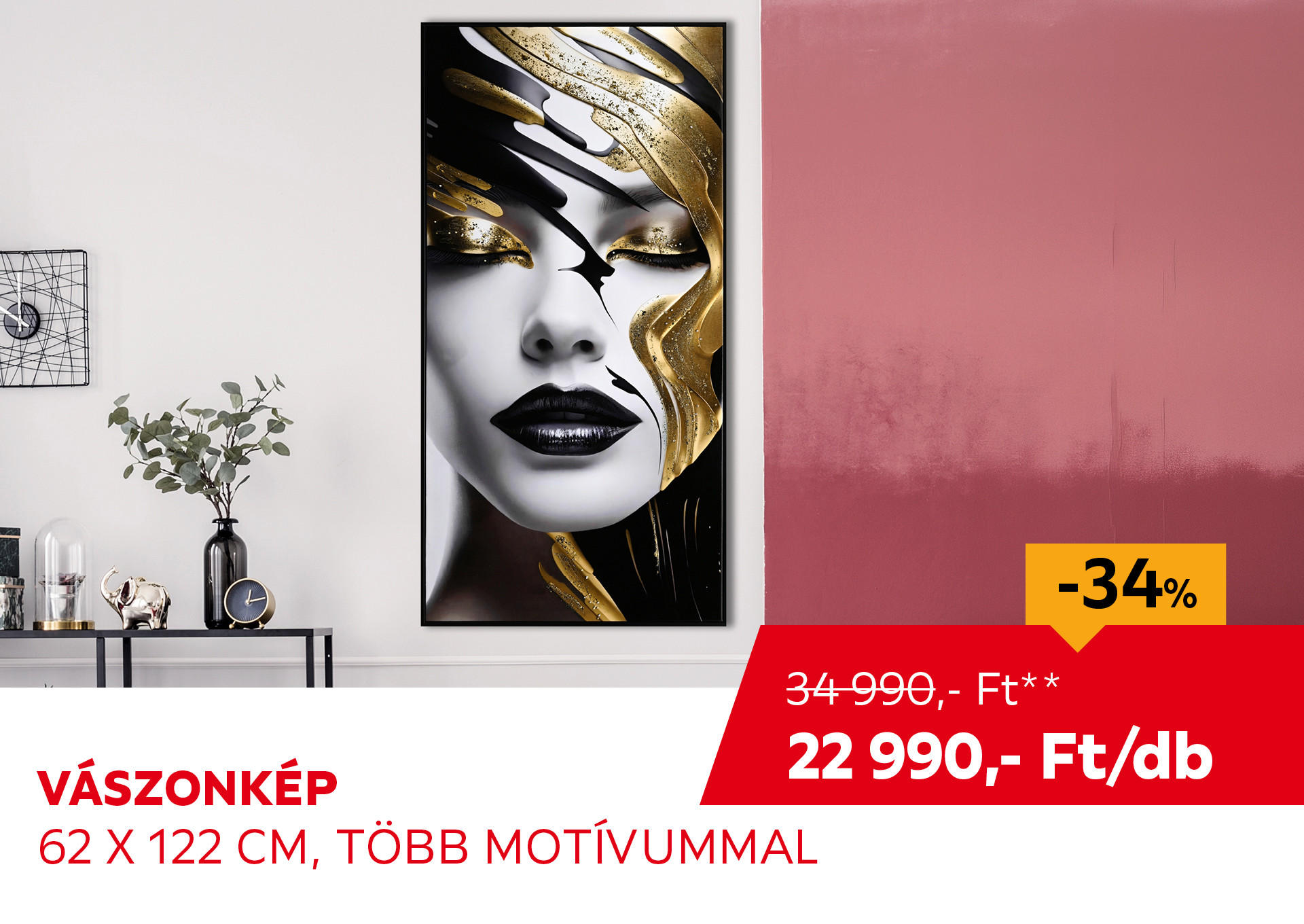 Vászonkép, 62 x 122 cm Kiemelt termék 34990 Ft.- helyett 22990 Ft.-