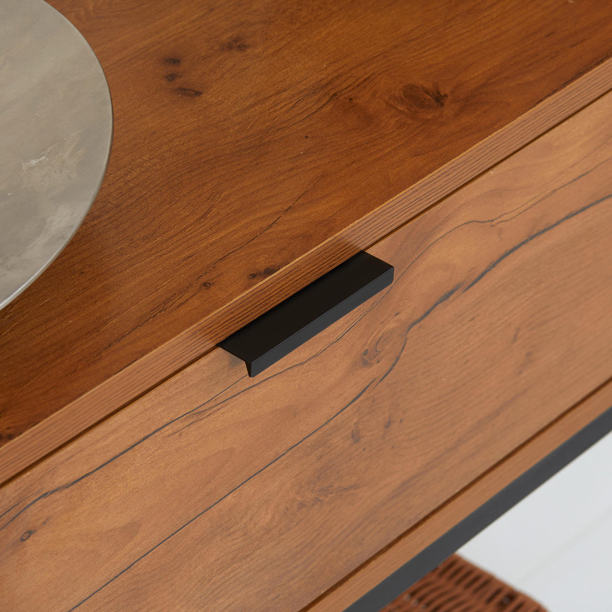 KONSOLENTISCH mit Schrank, Sofatisch Flurtisch im Industriedesign für Eingang - Naturfarben, Kunststoff/Metall (80/30/76cm) - HOMCOM