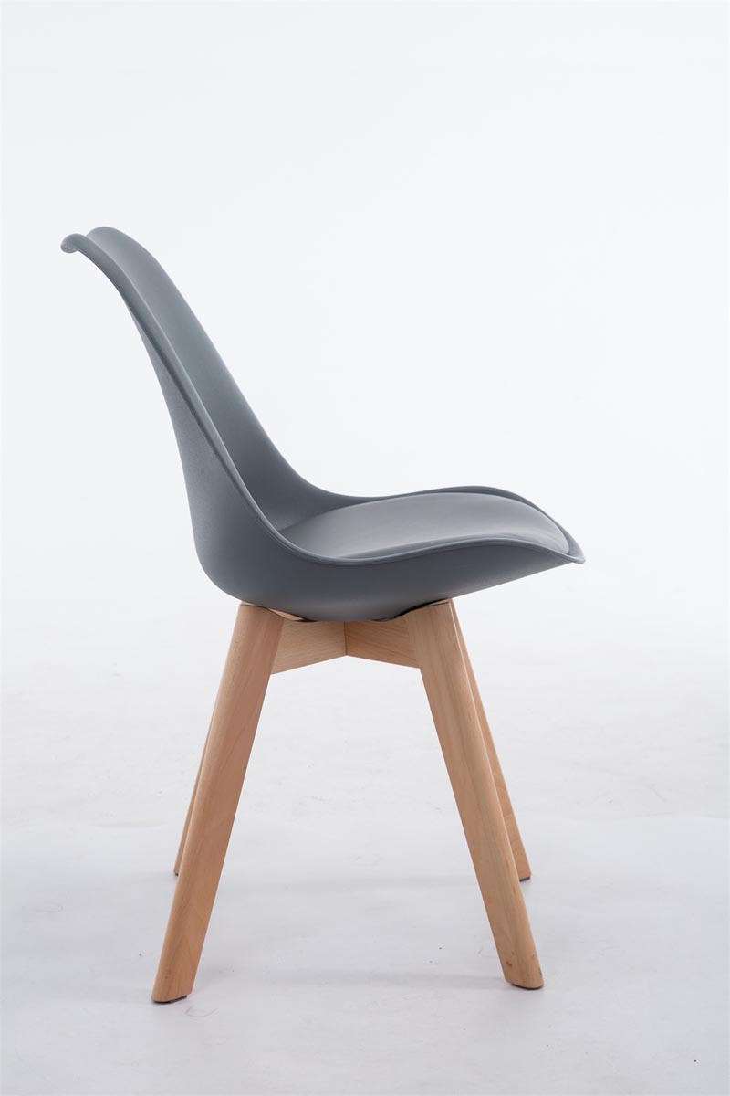 STUHL Lederlook Grau - Eukalyptusholzfarben/Grau, Holz/Textil (48/84/41.5cm) - CLP