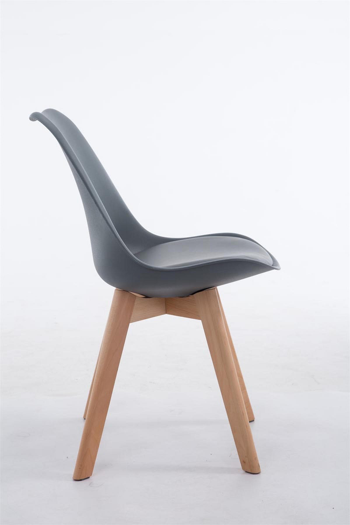 STUHL Lederlook grau - Eukalyptusholzfarben/Grau, Holz/Textil (48/84/41.5cm) - CLP