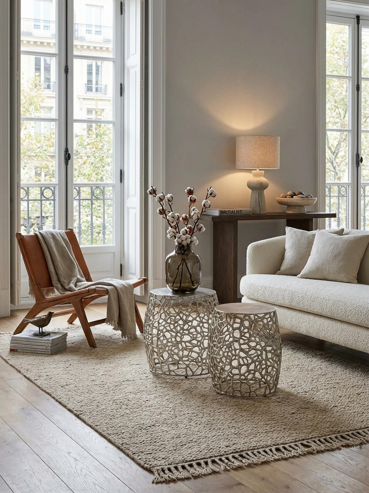 BEISTELLTISCH Set – Silber Aluminium Aststruktur vielseitig einsetzbar - Silberfarben, Metall (46/46/42cm) - KADIMA DESIGN