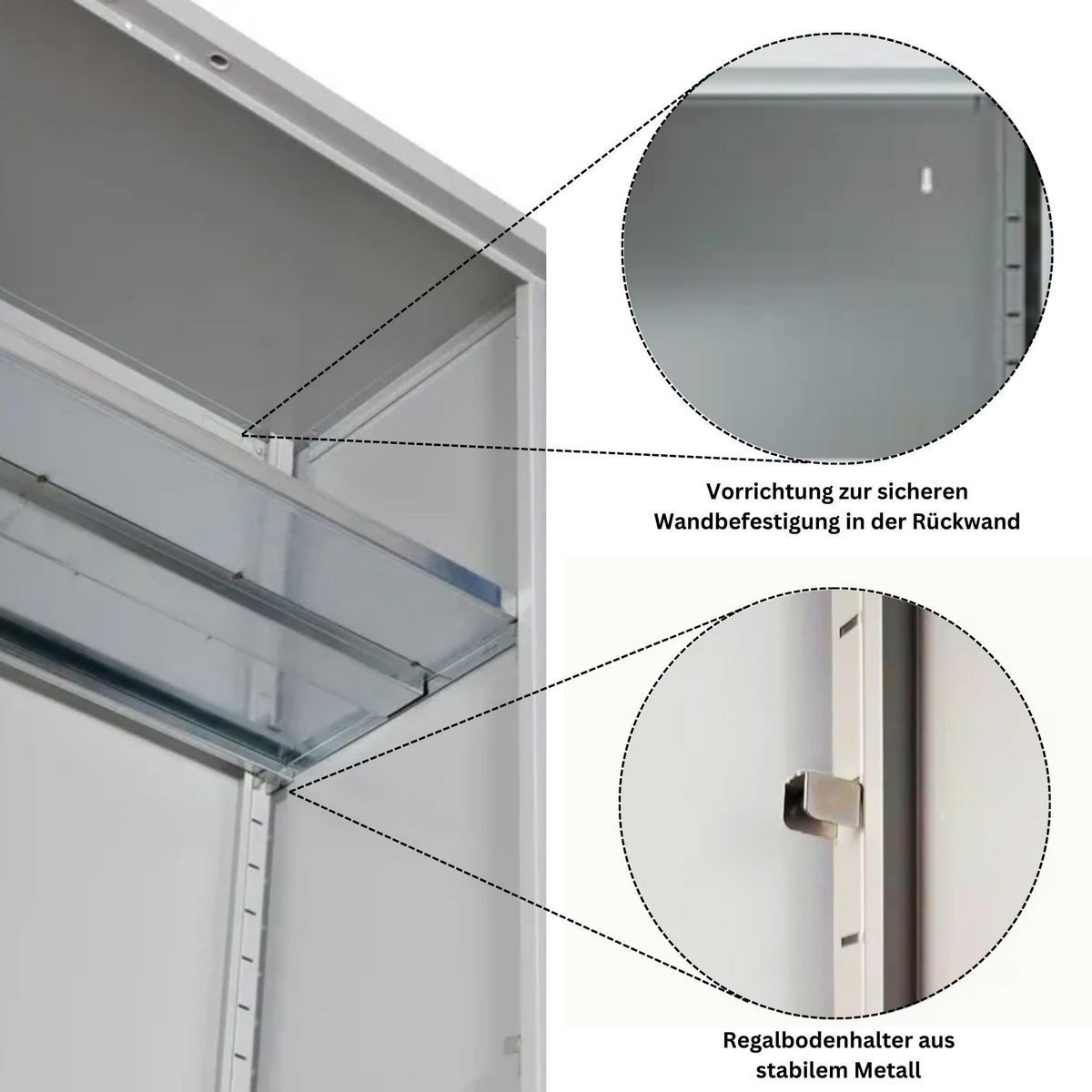 STAHLSCHRANK Bee mit 5 verzinkten Fachböden 195x120x60 cm Korpusfarbe Lichtgrau Frontfarbe Lichtgrau - Hellgrau, Metall (120/195/60cm)
