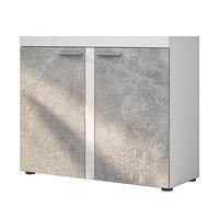 SIDEBOARD Spacoro 2D Weiß, Beton 97,2/82/40,3 cm – Schmale Kommode Eleganz - Hellgrau/Weiß, Holzwerkstoff/Kunststoff (97/82/40cm) - AX Living