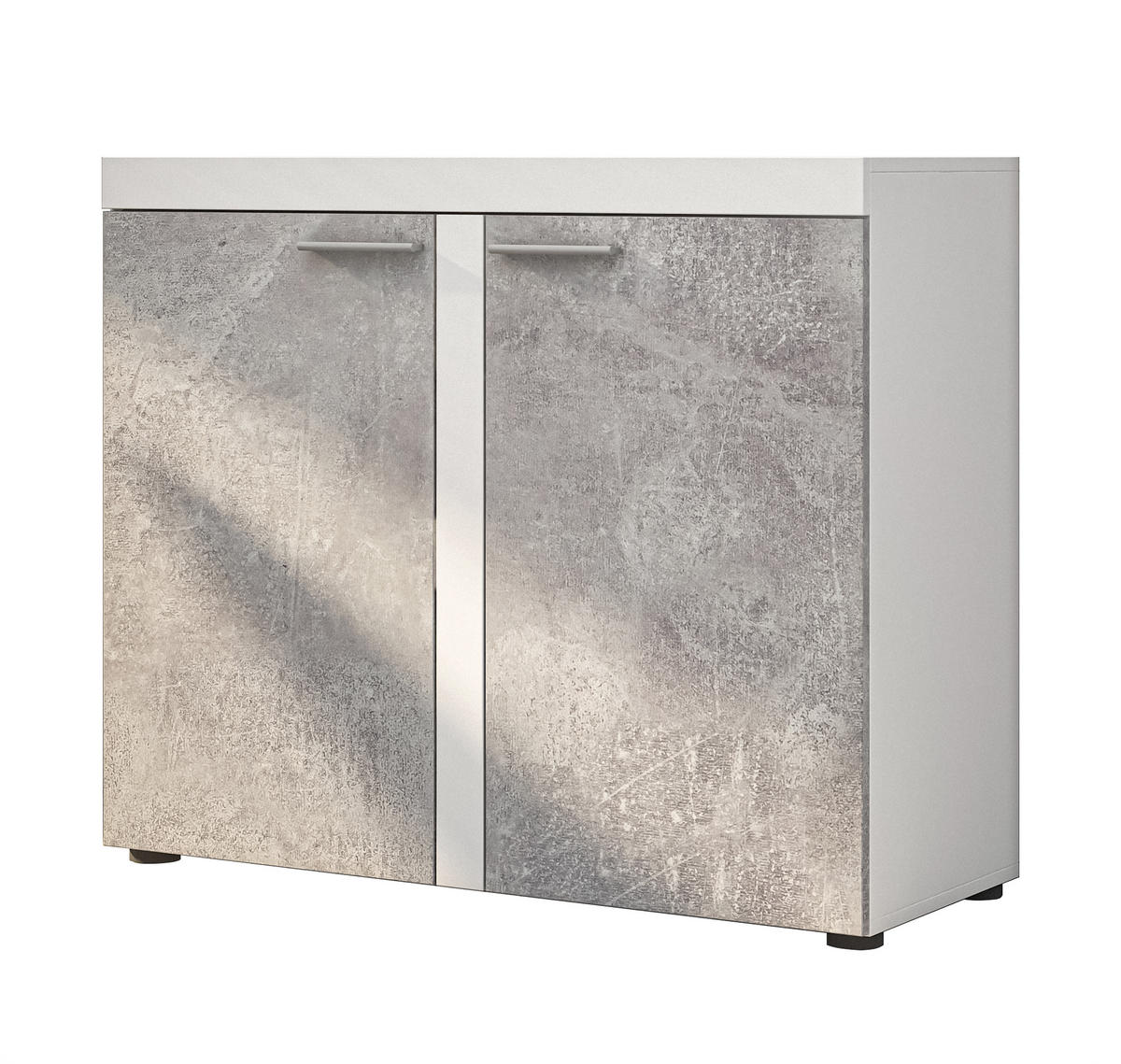 SIDEBOARD Spacoro 2D Weiß, Beton 97,2/82/40,3 cm – Schmale Kommode Eleganz - Hellgrau/Weiß, Holzwerkstoff/Kunststoff (97/82/40cm) - AX Living