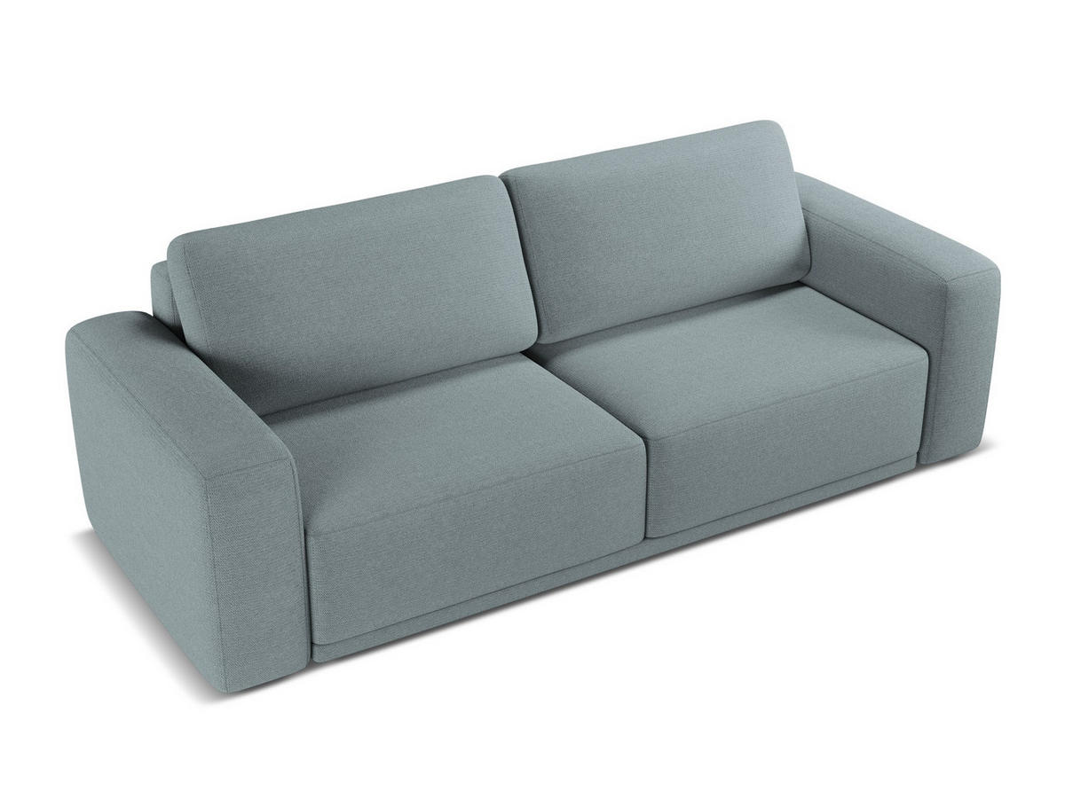 3-SITZER SOFA mit Schlaffunktion Chenille Stoff Blau - Blau/Blaugrau, Kunststoff/Textil (242/91/100cm) - Makamii