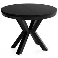 ESSTISCH Clara runder ausziehbarer, Schwarz 100-180/100/76 cm - Schwarz, Holzwerkstoff/Metall (100/180/76cm) - WFL GROUP