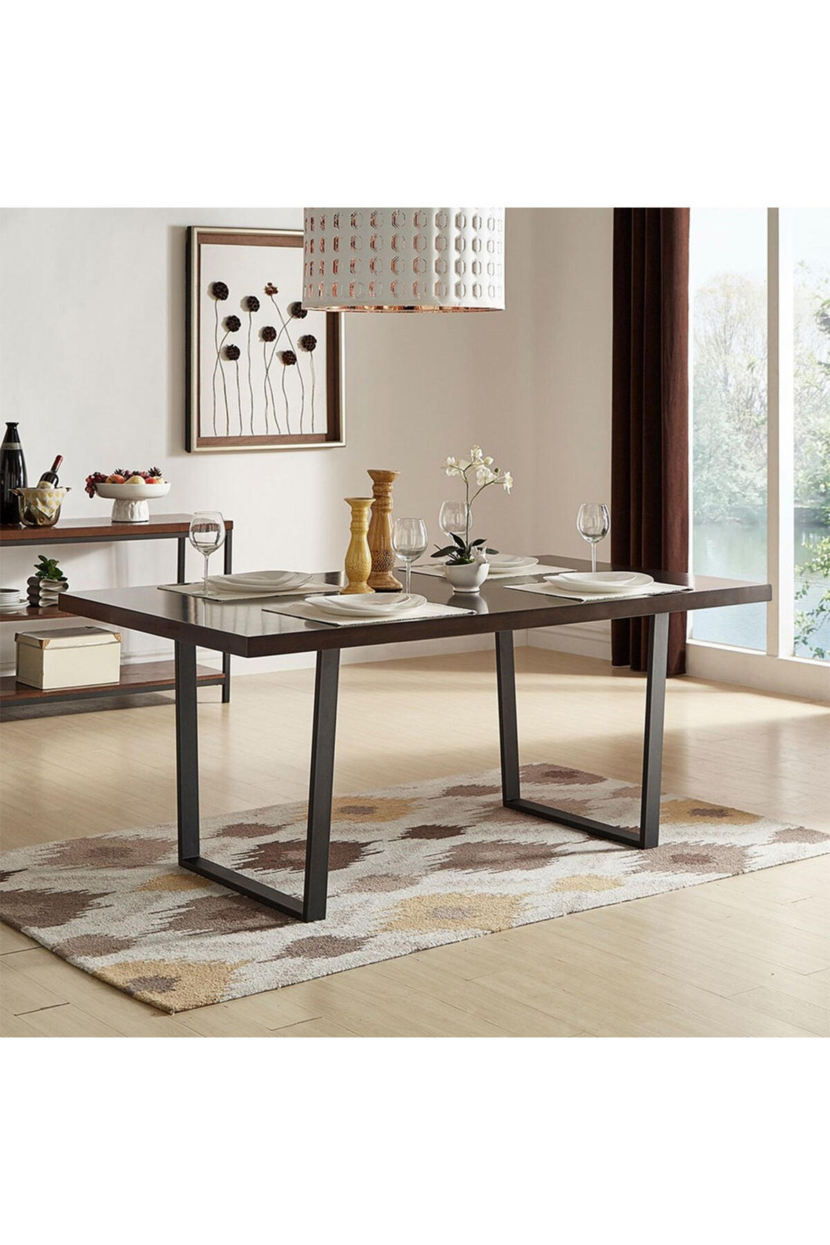 TISCHBEINE 2-tlg Set 40-cm hohe rechteckige aus Eisen in Schwarz Einfache Montage 35 x 7 x 40 cm - Schwarz, Metall (35/40/7cm) - Livingandhome