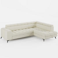 ECKSOFA CANDY CANE Rechts Creme Bouclé-Stoff mit Schlaffunktion und Bettkasten - Creme, Textil (264/192cm) - Barchello