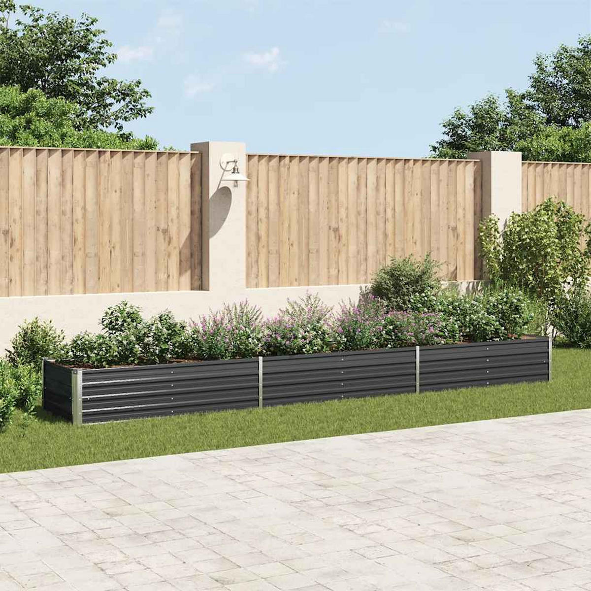 GARTEN-HOCHBEET Verzinkter Stahl 480/80/45 Cm Anthrazit - Anthrazit, Metall (480/45/80cm) - vidaXL