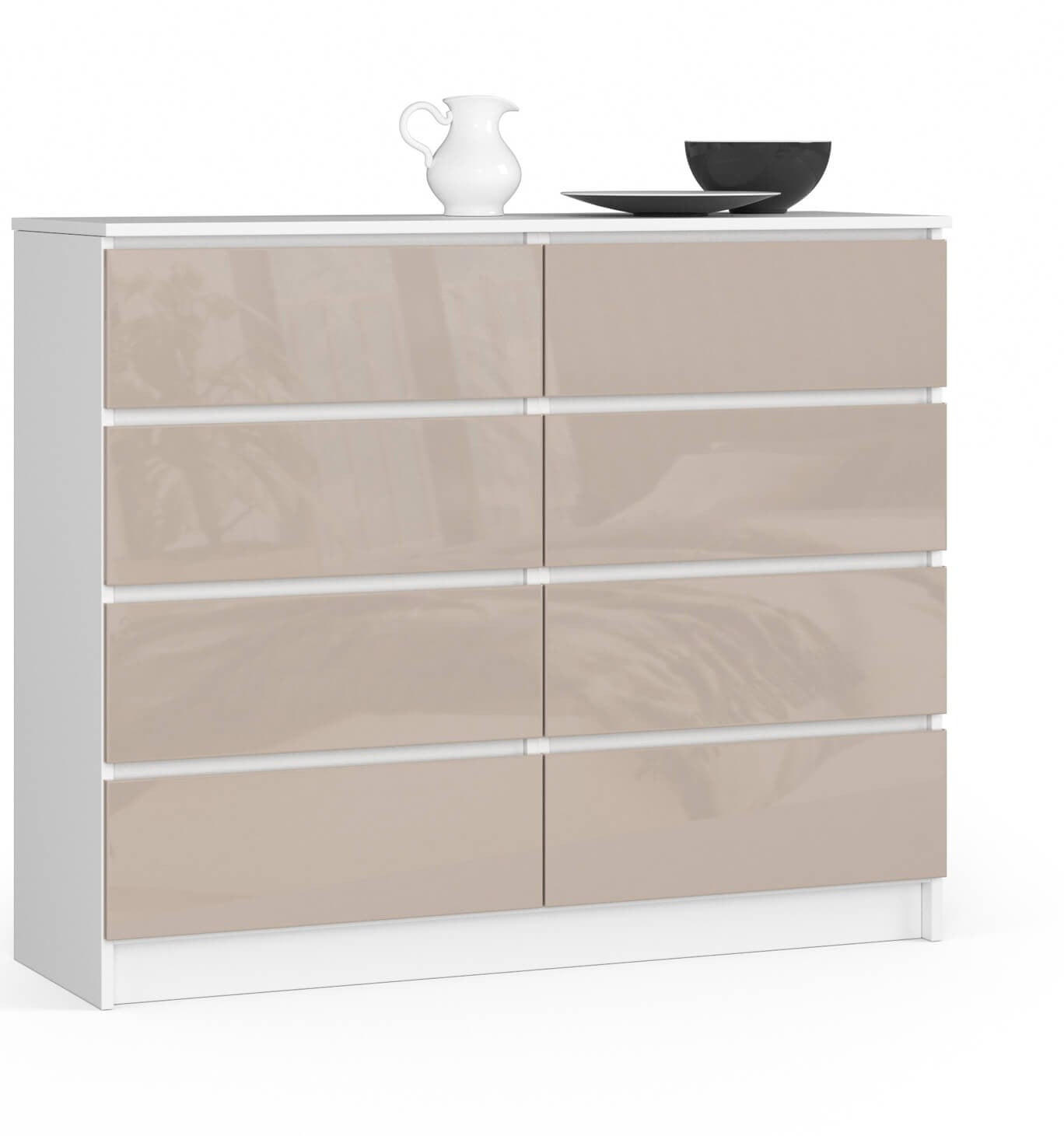 KOMMODE Weiß, Cappuccino Glanz 99/120/40 - Weiß, Holzwerkstoff (120/99/40cm) - RAUMHIRSCH FURNITURE