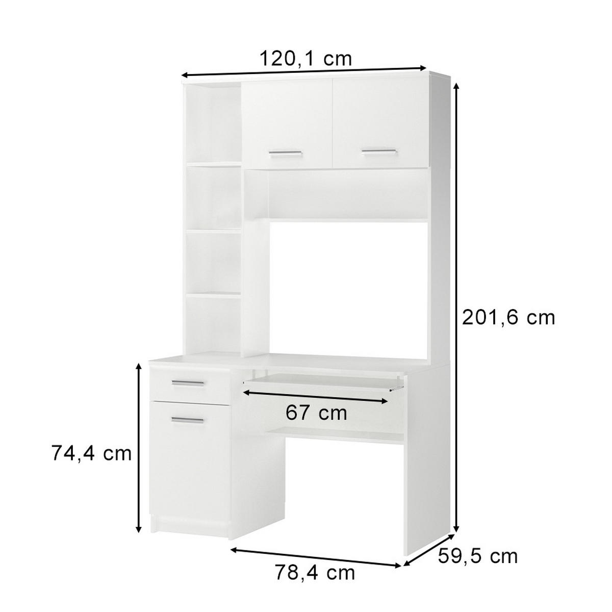 SCHREIBTISCH Crossline Weiß 120.1 x 59.5 cm - Weiß, Holzwerkstoff (59.5/120.1/201.6cm) - Vicco