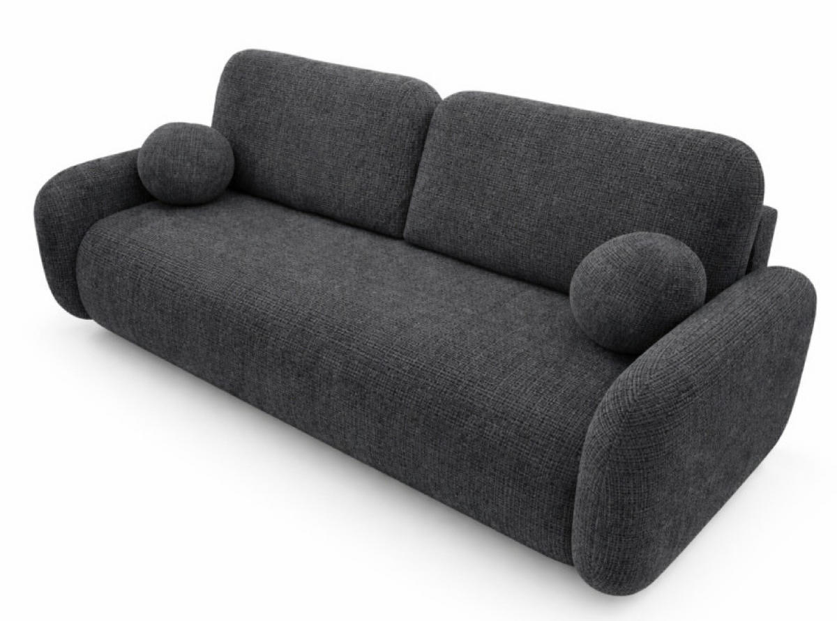 SOFA Cremona 97 LEON Mit Schlaffunktion - Schwarz, Textil (220/90/92cm) - Sepro Meble