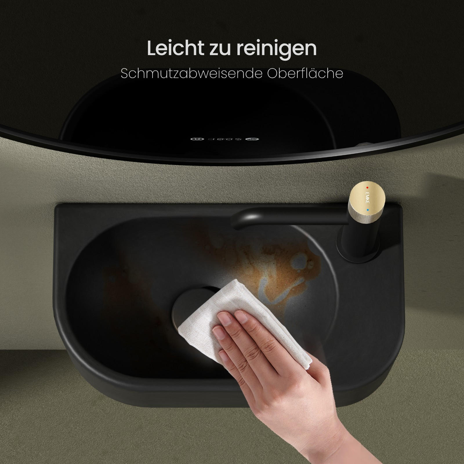 Thumbnail - Emke Waschbecken, Schwarz, Keramik, Rechteckig, 21.5x12x40 cm, Badezimmer, Waschbecken & Armaturen, Waschbecken
