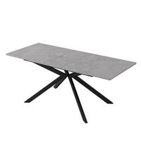 ESSTISCH 150/70/76 cm Schwarz Grau ausziehbar mit Kreuzgestell in Zementoptik - Grau, Holzwerkstoff (180/70/75.5cm) - OKWISH