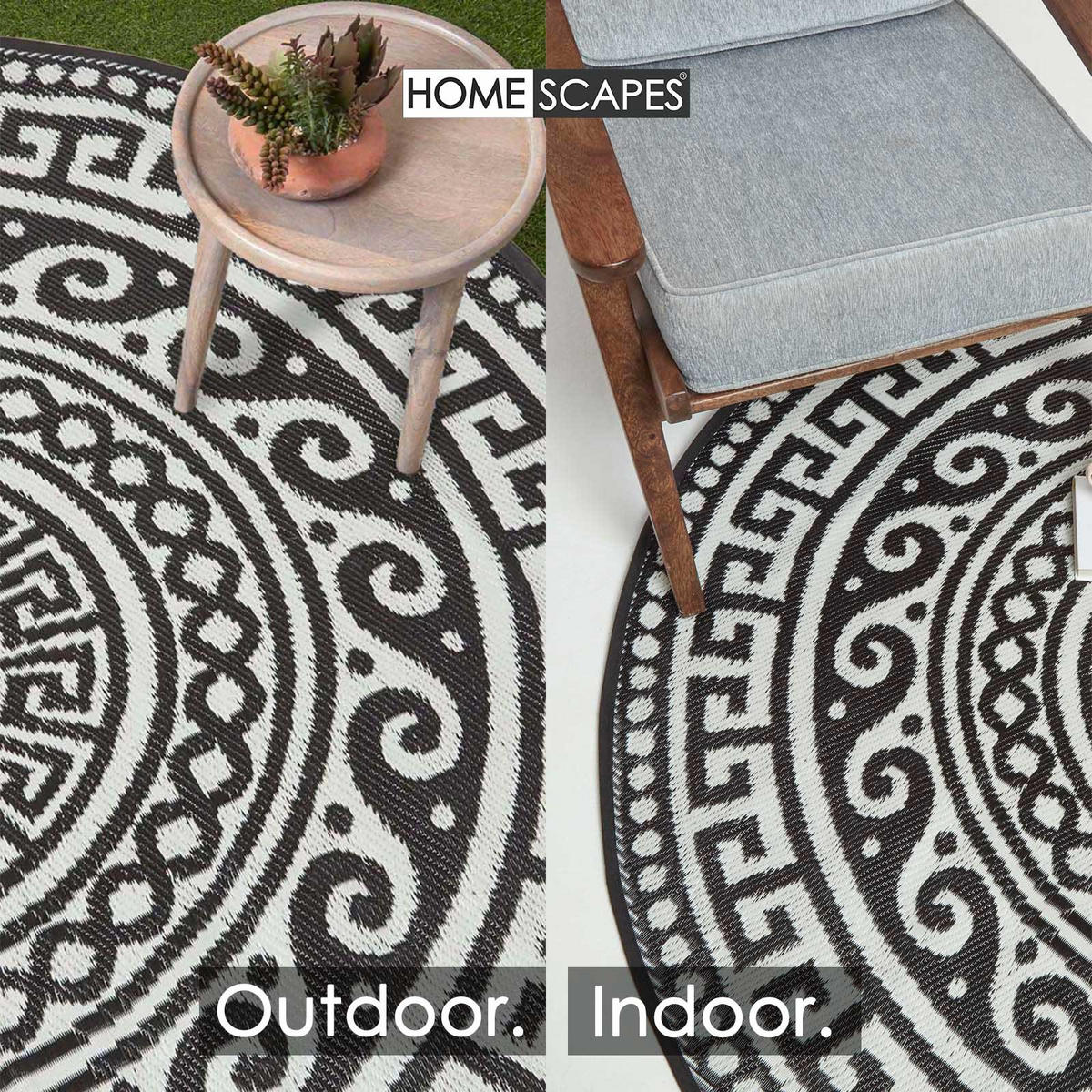 OUTDOORTEPPICH Enid rund mit Ethno-Muster 180 cm - Multicolor, Kunststoff (180/180cm) - Homescapes