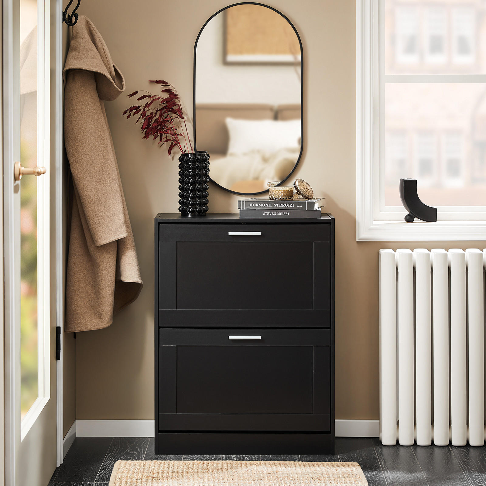 SCHUHSCHRANK Schwarz - Schwarz, Holzwerkstoff (60/80/25cm) - SoBuy