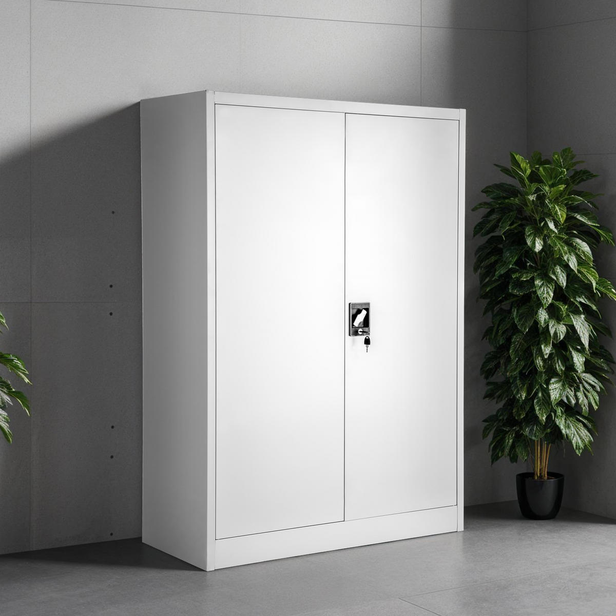 AKTENSCHRANK ,140 x 90 x 40 cm,grau - Grau, Metall (90/140/40cm) - tectake