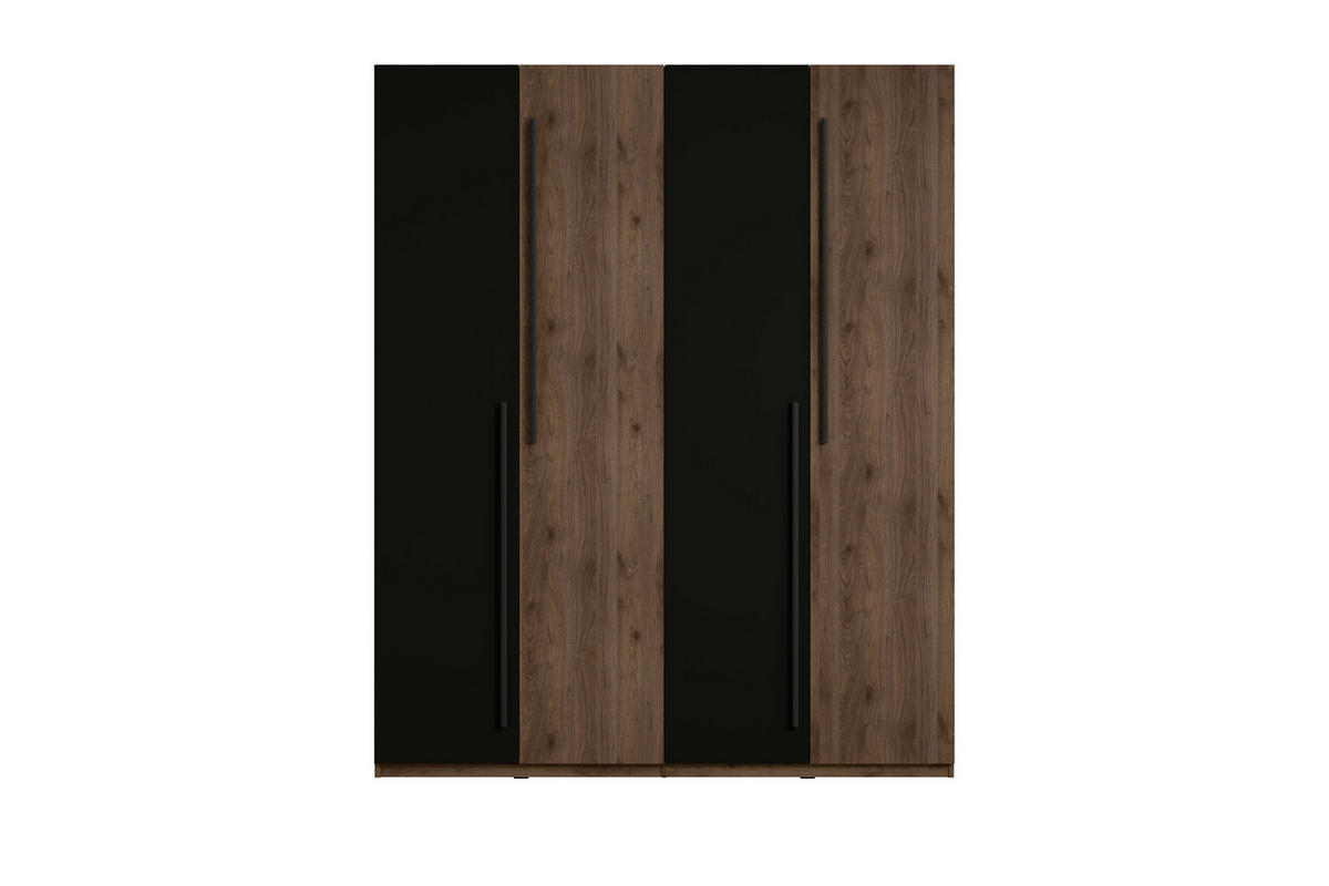 KLEIDERSCHRANK VASSA 180 / 220 / 58 cm in Schwarz / Nussbaum - Nussbaumfarben/Schwarz, Holzwerkstoff (180/58/221cm) - Deine Möbel 24