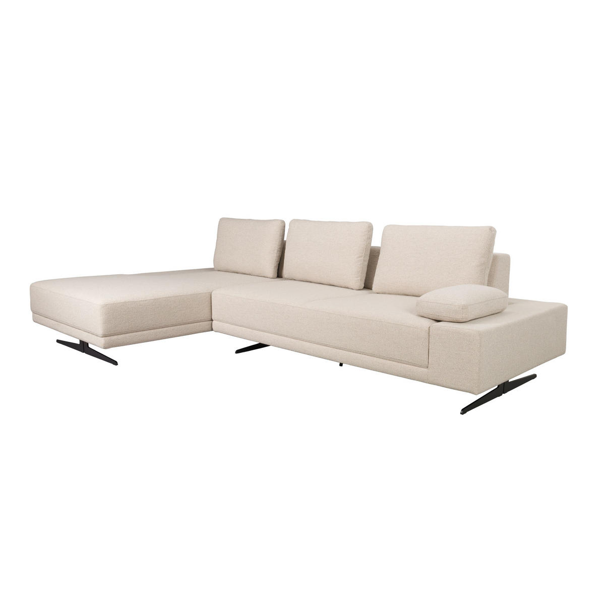 SOFA 3-SITZER Shelly Chaise Longue Links Off-White - Beige/Weiß, Kunststoff (308/90/183.5cm) - Dutchbone
