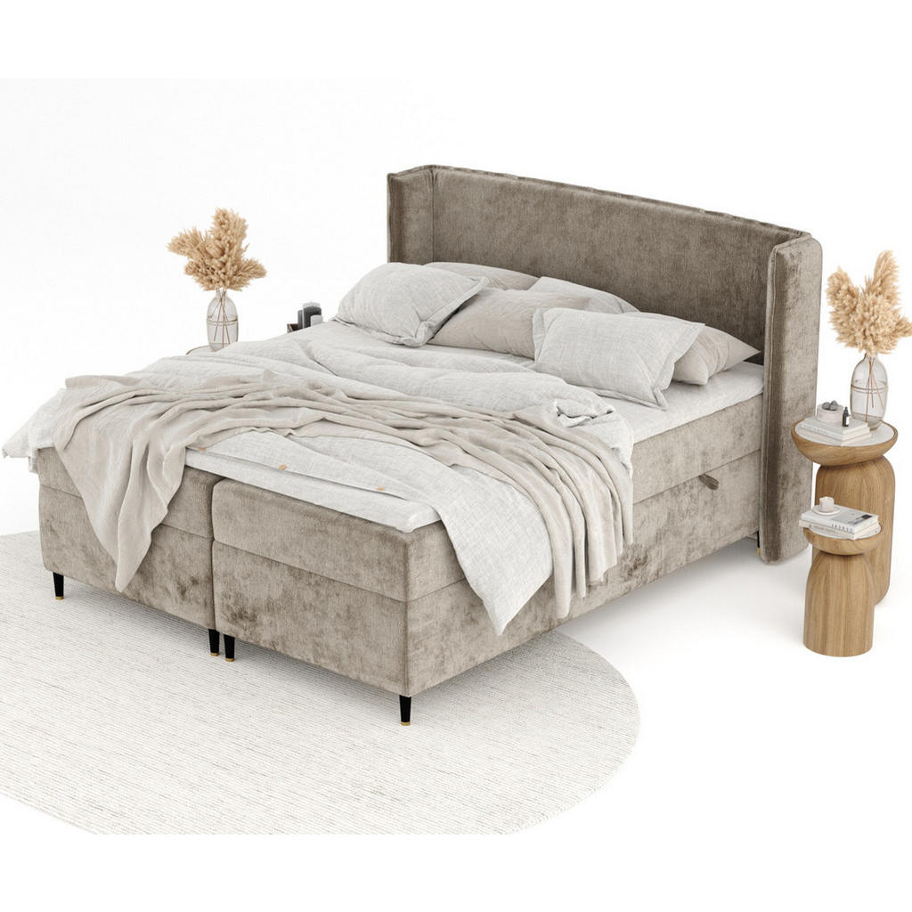 Thumbnail - Maison de Reve Boxspringbett, Beige, Textil, Buche, Kiefer, H3, Höhe ca. 19 cm, 200x200 cm, Oeko-Tex® Standard 100, FSC ...
