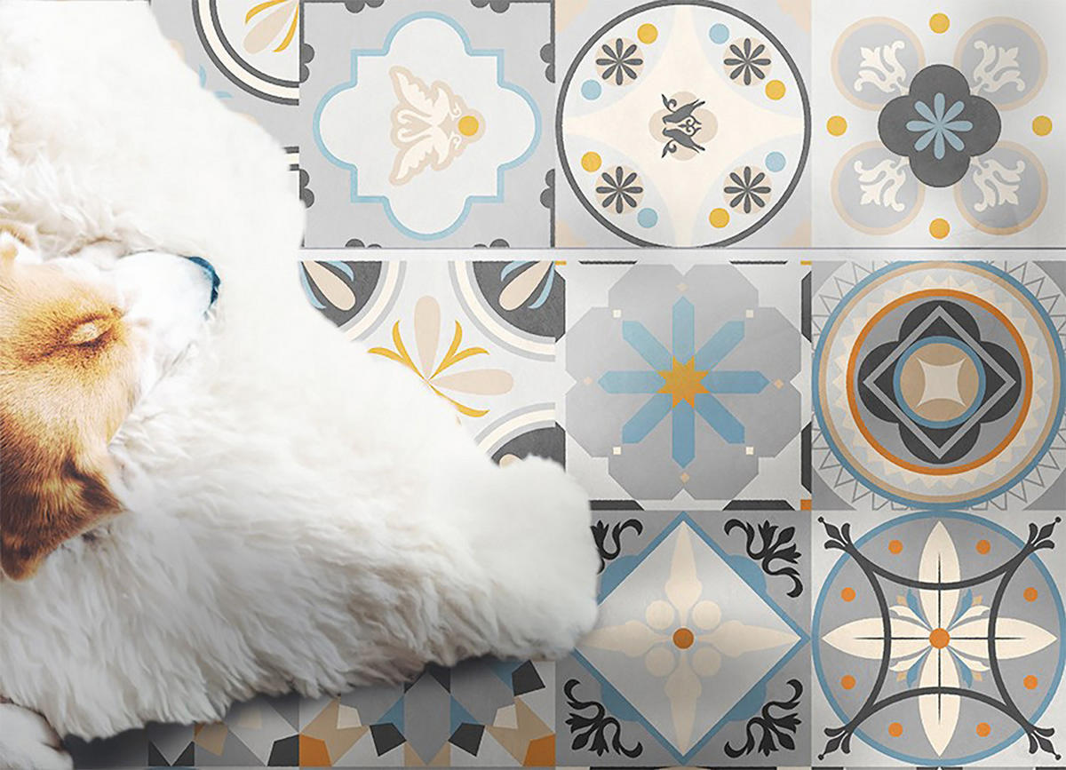 VINYL TEPPICH 150x225 cm Spanische Kacheln - Beige/Multicolor, Kunststoff (150/225cm) - TULUP