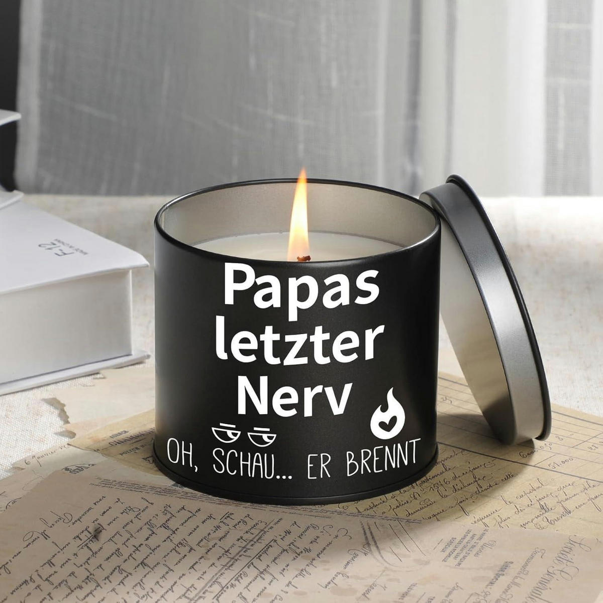 DUFTKERZE Papa Geschenk Lavendel 9oz - Schwarz, Paraffin (7.5cm)